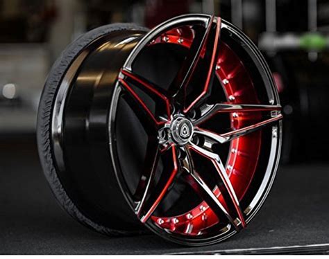 20 Inch Staggered Rims (Black and Red) - FULL Set of 4 Wheels - Made for MAX Performance ...