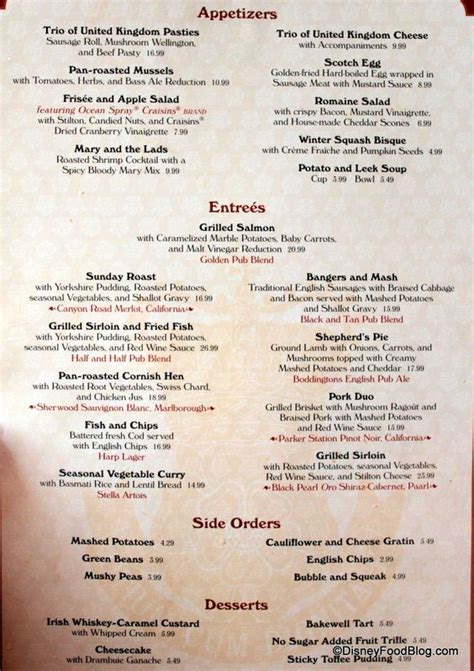 menu - Rose and Crown restaurant - England - Epcot | All Things Disney | Pinterest | Crown ...