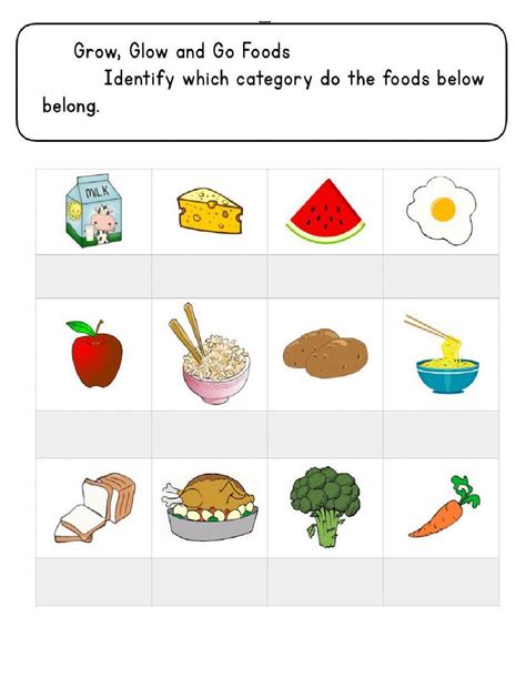 Go, Grow And Glow Foods Interactive Worksheet Live, 48% OFF