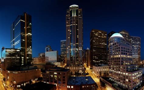 Wallpaper Skyscrapers, Night, Seattle - Downtown Seattle - 1440x900 ...