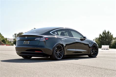 Tesla Model 3 Black with XO Luxury Cairo Aftermarket Wheels | Wheel Front