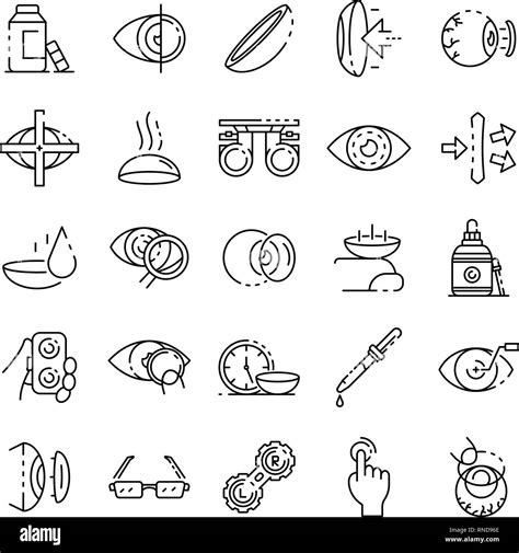 Contact lens icons set, outline style Stock Vector Image & Art - Alamy