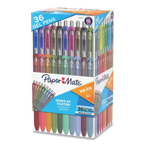 Paper Mate® InkJoy Gel Pen, Retractable, Medium 0.7 mm, Assorted Ink and Barrel Colors, 36/Pack ...