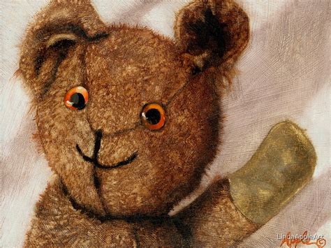 "Tillie - teddy bear portrait painting" by LindaAppleArt | Redbubble