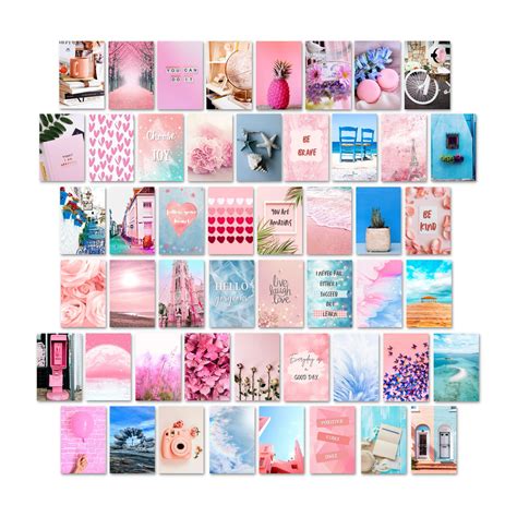 Buy Koozto Wall Collage Kit, 50pcs 4x6 inches Pink and Blue Photo Prints, Cute Aesthetic ...