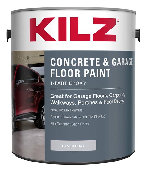 KILZ L377611 1-Part Epoxy Acrylic Interior/Exterior Concrete and Garage Floor Paint, Satin ...