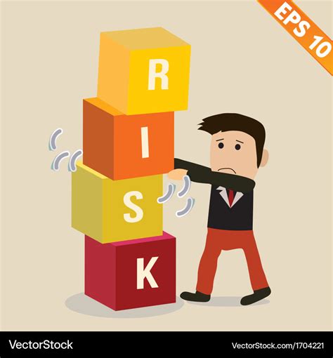 Cartoon businessman with risk management concept Vector Image