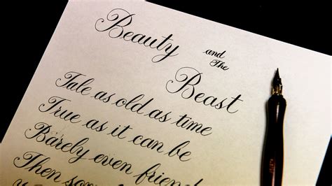 Beauty and The Beast lyrics Calligraphy - YouTube