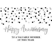 Silver Black Confetti Employee Anniversary Card | Zazzle.com