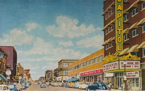 Main Street View looking north, Aberdeen, SD 1950s postcard. Featured: Capitol Theater Aberdeen ...