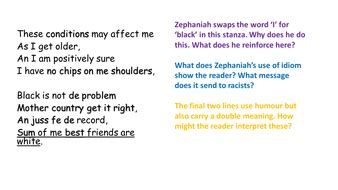 Benjamin Zephaniah No problem new specification 9-1 conflict poetry ...