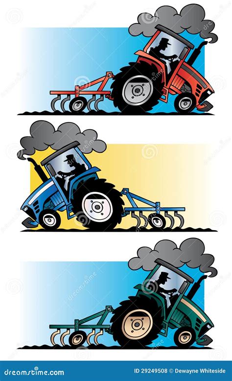 Farm tractors plowing stock vector. Illustration of agriculture - 29249508