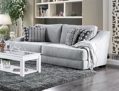 Lesath Sofa SM2251 in Light Gray Chenille Fabric w/Options