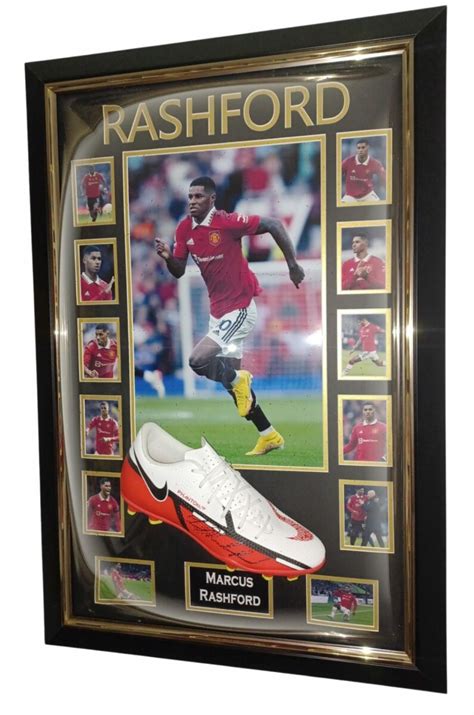 MARCUS RASHFORD SIGNED FOOTBALL BOOT IN CURVED FRAME WITH MANCHESTER ...