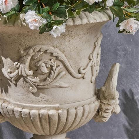 Noble House Adonis 18.75 in. Antique White Concrete Urn Planter 54446 - The Home Depot | Garden ...