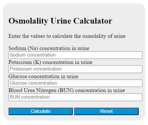 Osmolality Urine Calculator - Calculator Academy