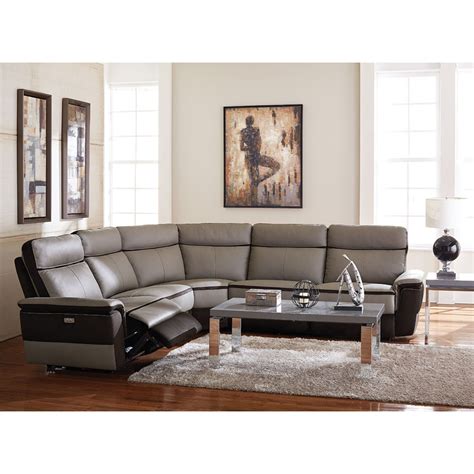 Homelegance Laertes Contemporary Power Reclining Sectional with Leather ...