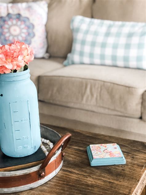 Spring tray styling using some DIY's, coffee table coasters - Wilshire Collections