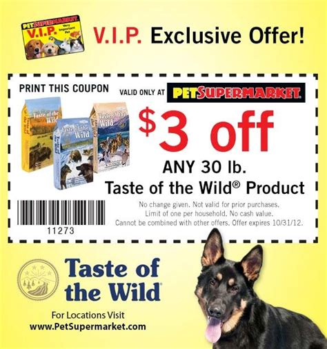 Pet SuperMarket: $3 off Taste of the Wild Printable Coupon | Pet supermarket, Printable coupons ...