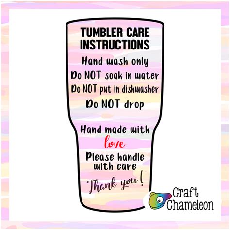 Cards Free Printable Tumbler Care Instructions : Medium Tumbler Holiday Care Card Pack, PNG ...