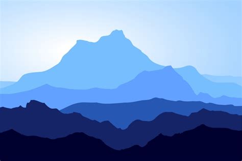 Huge blue mountains set. Vector. By MSA Graphics | TheHungryJPEG