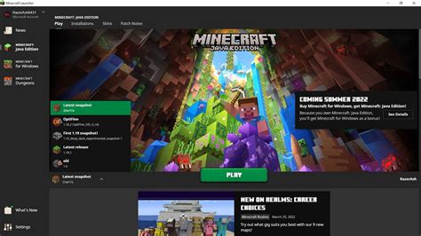 How to download the latest Minecraft snapshot 22w17a