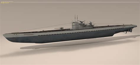 Type IX U-boat submarine 3D Model - FlatPyramid