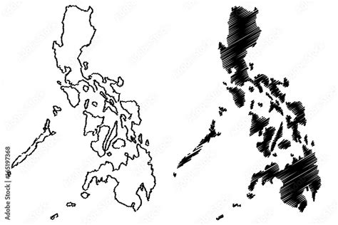 Philippines map vector illustration, scribble sketch Philippines Stock ...