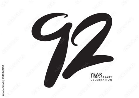 92 year anniversary celebration black color logotype vector, 92 number ...