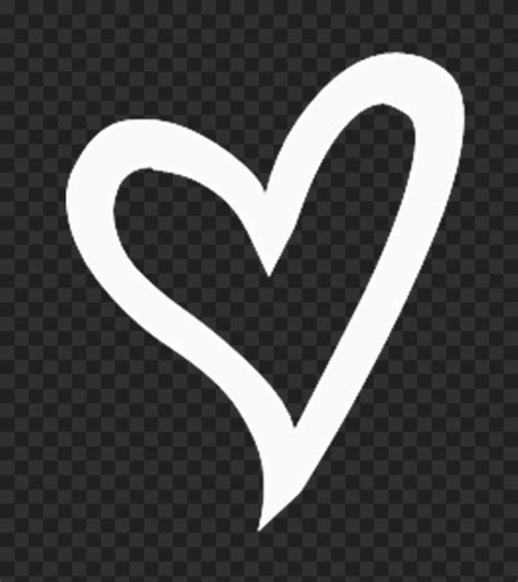 White Outline Hand Drawn Heart PNG | Citypng