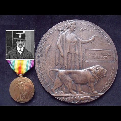 VICTORY MEDAL & MEMORIAL PLAQUE to 2nd LIEUT John William RAISTRICK 1 ...