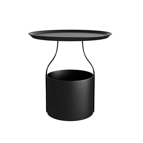 Paisley Black Iron Round Side Table Storage Table– CASASPACE