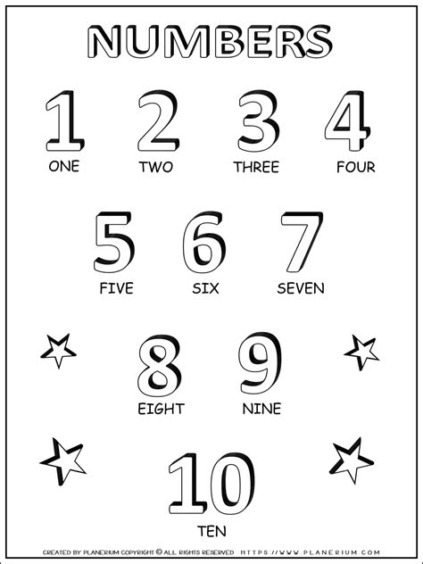 All Seasons - Coloring Page - Number One to Ten | Planerium