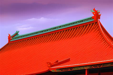 chinese house of red color roof | Wallpapers.ai