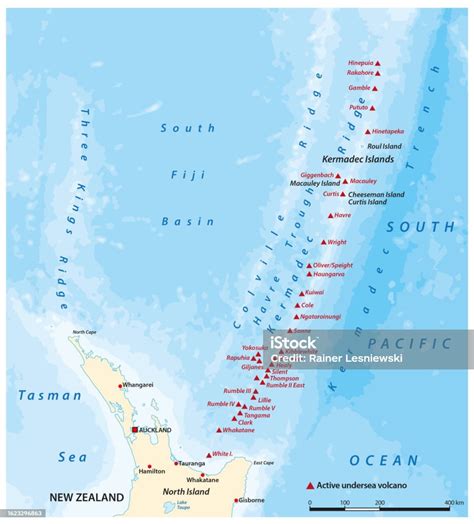 Map Of The Kermadec Islands And Ridge New Zealand Stock Illustration ...