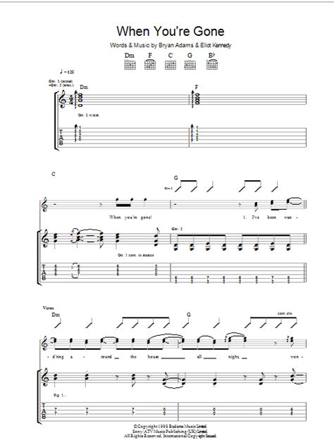 When You're Gone by Bryan Adams - Guitar Tab - Guitar Instructor