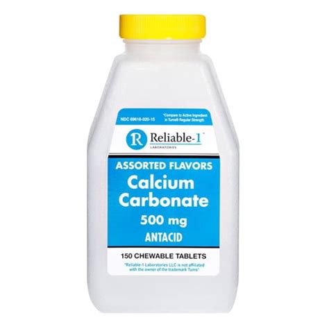 Reliable 1 Calcium Carbonate 500 mg Antacid Chewable Tablets, Assorted ...