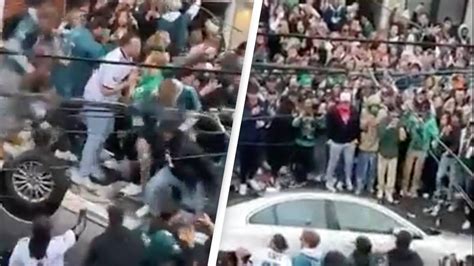 Shocking moment Eagles fans cause chaos before Super Bowl had even started