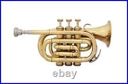 POCKET TRUMPET SALE MINI POCKET TRUMPET BRASS Golden LOOK 3 Valve Bb ...