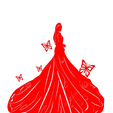 Red Princess Girl Silhouette, Beautiful, Romantic, 38 Women S Day PNG Transparent Clipart Image ...