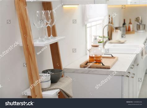 Stylish Kitchen Room Interior Wooden Ladder Stock Photo 1940889292 | Shutterstock