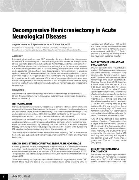 (PDF) Decompressive Hemicraniectomy in Acute Neurological Diseases