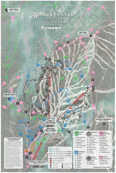 Northstar California Mountain Biking Map Lake Tahoe