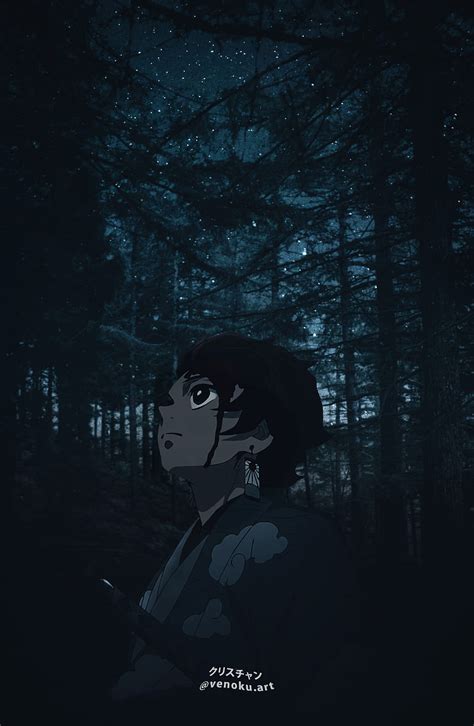 Silent night, aesthetic, anime, demon slayer, forest, kamado, kny, manga, tanjiro, HD phone ...