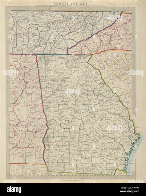 GEORGIA, Eastern Alabama & Tennessee, Western Carolinas. SDUK 1874 old map Stock Photo - Alamy