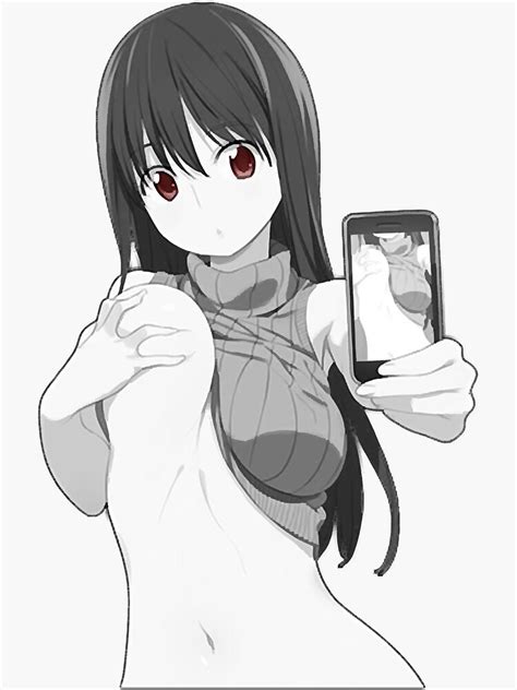 "Waifu Material Japanese Anime Selfie Undress Babe Lewd Girl " Sticker for Sale by ObannionSier ...