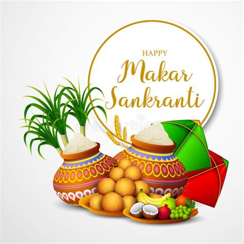 Happy Makar Sankranti Greeting Card Stock Illustration - Illustration ...