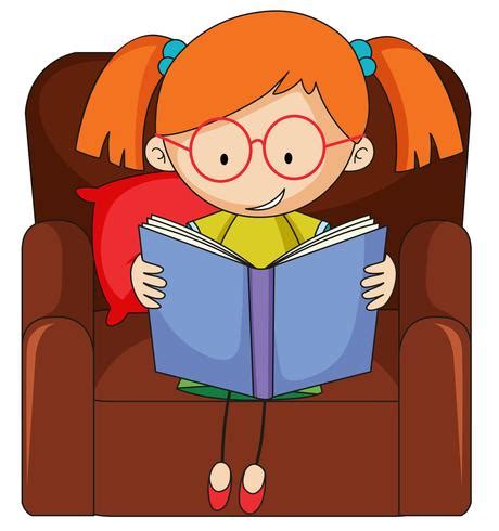 Doodle niña leyendo libro 519251 Vector en Vecteezy