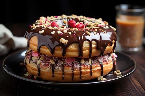 Premium AI Image | Giant donut with tempting coverage and stuffing ...