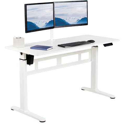 VIVO White 55" x 24" Electric Sit Stand Desk, Ergonomic Standing Height ...